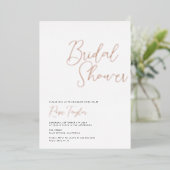 Elegante Script Minimal Rose Goud Bruidsdouche Folie Uitnodiging (Staand Voorkant)