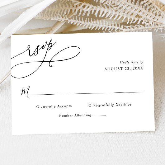 Elegante script minimale trouw RSVP kaart