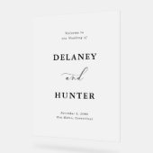 Elegante script minimalist aangepaste huwelijksbeg acryl bord (Hoek)