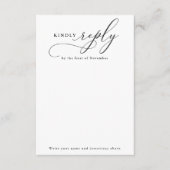 Elegante script minimalistische bewerkbare antwoor informatiekaartje (Voorkant)