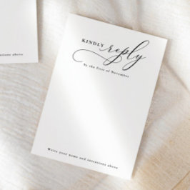 Elegante script minimalistische bewerkbare antwoor informatiekaartje