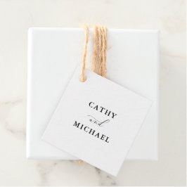 Elegante script minimalistische bruiloft opknoping bedankjes labels