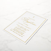 Elegante Script Minimalistische Foto Doop Folie Uitnodiging (Gedraaid)