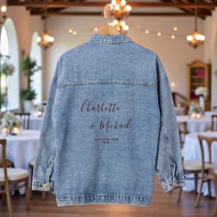 Elegante Script Minimalistische Trouwdag Denim Jacket