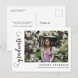 Elegante script moderne foto afstudeeruitnodiging briefkaart