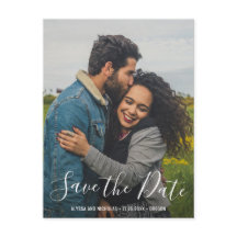 Elegante Script Moderne Foto Bruiloft Save the Dat