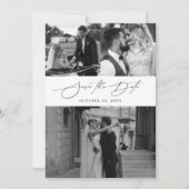 Elegante Script Moderne Fotocollage Bruiloft Save The Date (Voorkant)