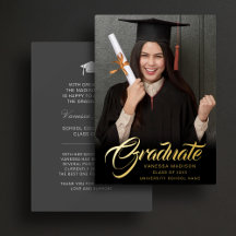 Elegante script | Moderne geslaagdheidsfotoaankond