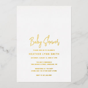 Elegante Script Moderne Minimalistische Baby Showe Folie Uitnodiging