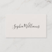 Elegante script moderne minimalistische off-white visitekaartje (Voorkant)