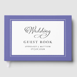 Elegante Script Moderne Namen Trouw Blauw Gastenboek