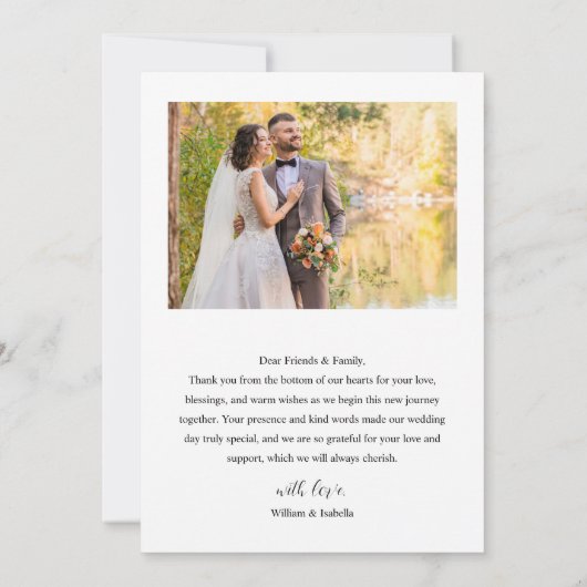 Elegante Script Moderne Platte Bedankkaart (Achterkant)