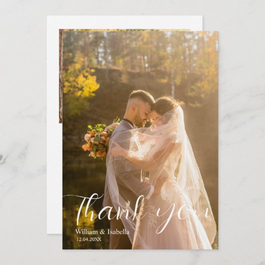 Elegante Script Moderne Platte Bedankkaart (Voorkant / Achterkant)