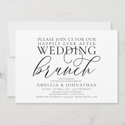 Elegante script moderne post-huwelijks brunch kaart (Voorkant)