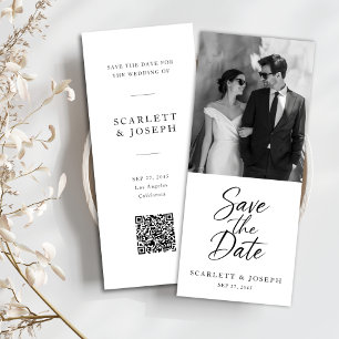 Elegante Script Moderne QR-code Foto Boeklegger Save The Date