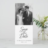 Elegante Script Moderne QR-code Foto Boeklegger Save The Date (Staand voorkant)