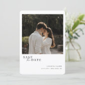 Elegante Script Moderne Trouwfoto Save The Date (Staand voorkant)