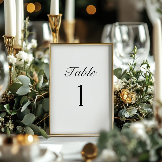 Elegante script moderne trouwtafel nummerkaart kaart