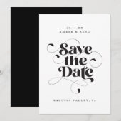 Elegante script moderne zwart-wit kunst ontwerp save the date (Voorkant / Achterkant)
