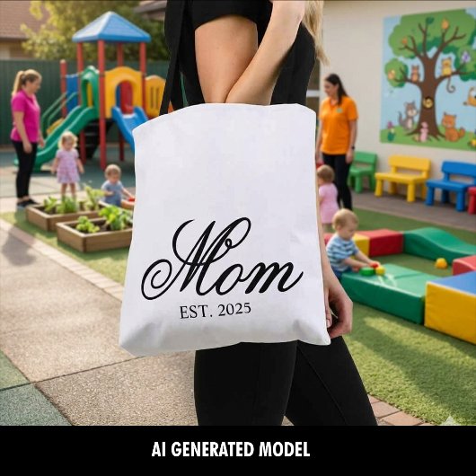 Elegante Script Moeder Jaar Aangepade Cadeau Tote Bag