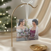 Elegante script Moeder van de Bruid Foto Aandenken Glas Ornament