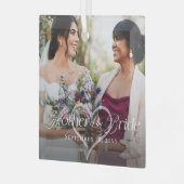 Elegante script Moeder van de Bruid Foto Aandenken Glas Ornament (Voorkant links)