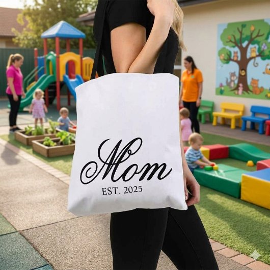 Elegante Script Mom Jaar Aangepaste Cadeau Tote Bag