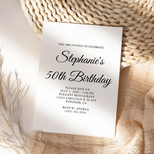 Elegante Script Monogram 50e Verjaardag Kaart