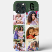 Elegante Script Monogram 6 Foto Groen Case-Mate iPhone Case (Achterkant)