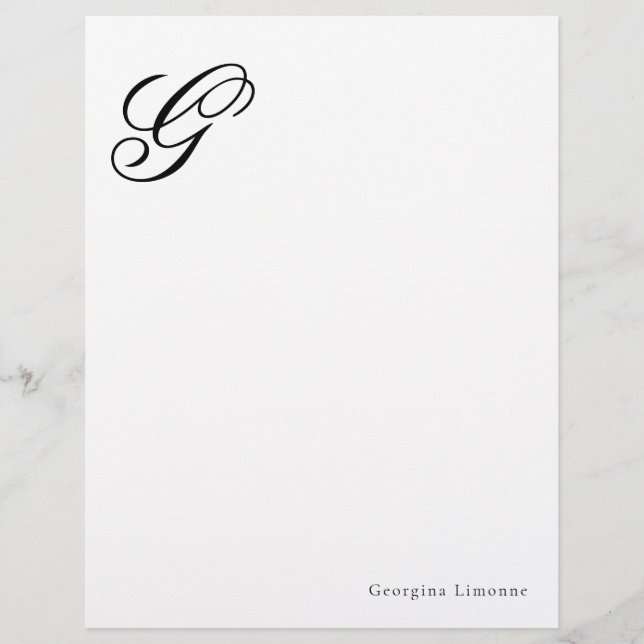 Elegante Script Monogram Briefpapier Briefhoofd (Voorkant)