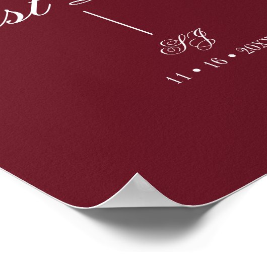 Elegante script monogram bruiloft gastboek poster (Hoek)