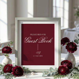 Elegante script monogram bruiloft gastboek poster