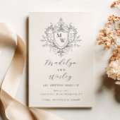 Elegante script monogram crest save the date