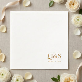 Elegante script monogram en datum bruiloft servet
