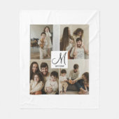 Elegante Script Monogram Foto Collage Fleece Deken (Voorkant)