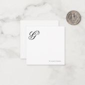 Elegante script monogram gepersonaliseerd notitiekaartje (Voorkant / Achterkant in situ)
