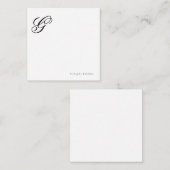 Elegante script monogram gepersonaliseerd notitiekaartje (Voorkant / Achterkant)