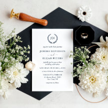 Elegante Script Monogram Kam Krans Trouwen