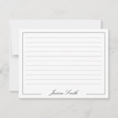 Elegante script monogram naam gelinieerd notitiekaartje (Voorkant)