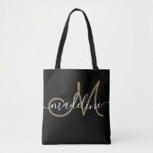 Elegante script monogram naam modern chic tote bag (Voorkant)