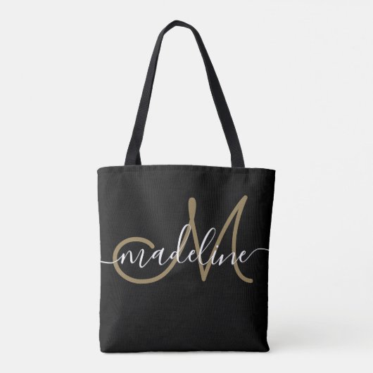 Elegante script monogram naam modern chic tote bag (Achterkant)