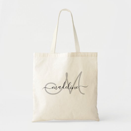 Elegante script monogram naam modern trendy tote bag (Voorkant)