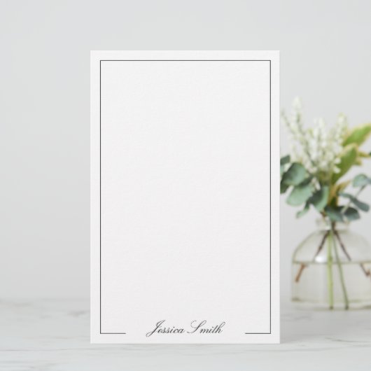 Elegante script monogram naamrand briefpapier (Staand voorkant)