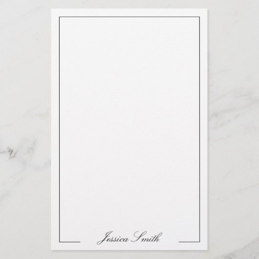 Elegante script monogram naamrand briefpapier (Voorkant)
