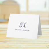 Elegante script monogram notitiekaarten in marineb