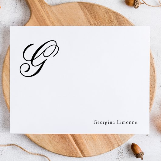 Elegante script monogram personalisatie notitiekaartje