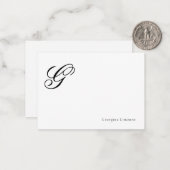 Elegante script monogram personalisatie notitiekaartje (Voorkant / Achterkant in situ)