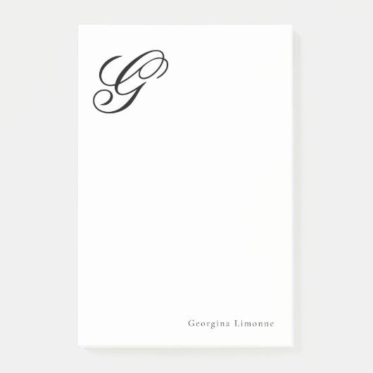 Elegante script monogram personalisatie post-it® notes (Voorkant)