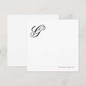 Elegante Script Monogram Persoonlijk Notitiekaartje (Voorkant / Achterkant)