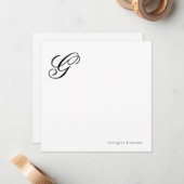 Elegante Script Monogram Persoonlijk Notitiekaartje (Voorkant / Achterkant in situ)